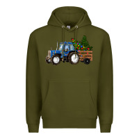 Army Green Christmas farm tractor Premium Hoodie - RanaPortraitStore