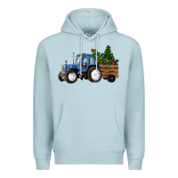 Blue Mist Christmas farm tractor Premium Hoodie - RanaPortraitStore