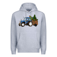 Heather Grey Christmas farm tractor Premium Hoodie - RanaPortraitStore