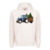 Pale Pink Christmas farm tractor Premium Hoodie - RanaPortraitStore