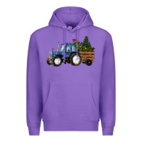 Purple Christmas farm tractor Premium Hoodie - RanaPortraitStore