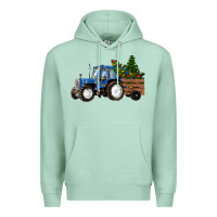 Seafoam Christmas farm tractor Premium Hoodie - RanaPortraitStore