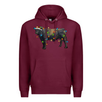 Burgundy christmas black angus bull with christmas lights Premium Hoodie - RanaPortraitStore