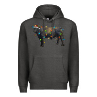 Charcoal Heather christmas black angus bull with christmas lights Premium Hoodie - RanaPortraitStore