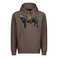 Coffee christmas black angus bull with christmas lights Premium Hoodie - RanaPortraitStore