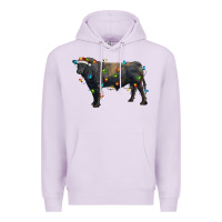 Lilac christmas black angus bull with christmas lights Premium Hoodie - RanaPortraitStore