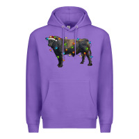 Purple christmas black angus bull with christmas lights Premium Hoodie - RanaPortraitStore