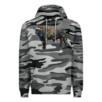 Slate Camo christmas black angus bull with christmas lights Premium Hoodie - RanaPortraitStore