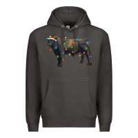 Smoke christmas black angus bull with christmas lights Premium Hoodie - RanaPortraitStore