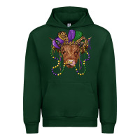 Forest Green highland cow with mardi gras hat Urban Hoodie - RanaPortraitStore