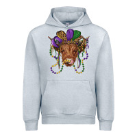 Heather Grey highland cow with mardi gras hat Urban Hoodie - RanaPortraitStore