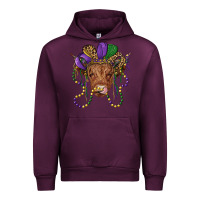 Mauve Wine highland cow with mardi gras hat Urban Hoodie - RanaPortraitStore