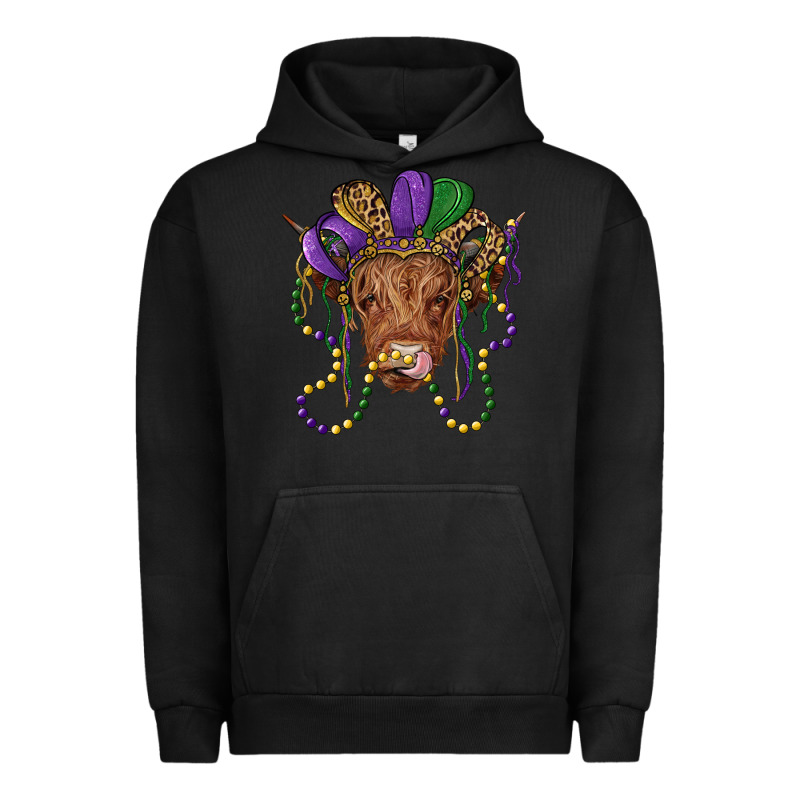 Highland Cow With Mardi Gras Hat Urban Hoodie by RanaPortraitStore | Teevron
