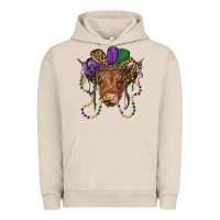 Pigment French Oak highland cow with mardi gras hat Urban Hoodie - RanaPortraitStore