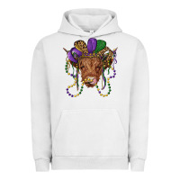 Pigment Lunar Rock highland cow with mardi gras hat Urban Hoodie - RanaPortraitStore
