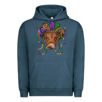 Pigment Midnight Navy highland cow with mardi gras hat Urban Hoodie - RanaPortraitStore