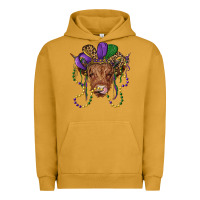 Pigment Peanut Butter highland cow with mardi gras hat Urban Hoodie - RanaPortraitStore