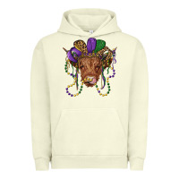 Pigment Pistachio highland cow with mardi gras hat Urban Hoodie - RanaPortraitStore