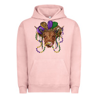 Pigment Salmon highland cow with mardi gras hat Urban Hoodie - RanaPortraitStore