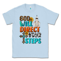 Dusty Blue God Will Direct Your Steps Classic Tee - BundleAndBundleShop