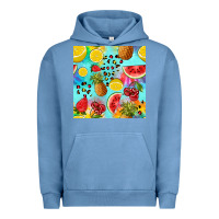 Pigment Pebble Blue fruits tie dye seamless pattern Urban Hoodie - Zillion Design Studio