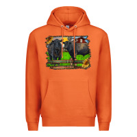 Carrot black angus cattle and bull in barnyard Premium Hoodie - RanaPortraitStore