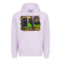 Lilac black angus cattle and bull in barnyard Premium Hoodie - RanaPortraitStore