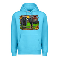 Ocean Blue black angus cattle and bull in barnyard Premium Hoodie - RanaPortraitStore