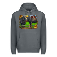 Rock black angus cattle and bull in barnyard Premium Hoodie - RanaPortraitStore