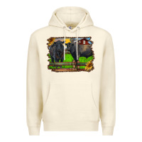 Sandshell black angus cattle and bull in barnyard Premium Hoodie - RanaPortraitStore