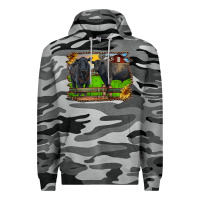 Slate Camo black angus cattle and bull in barnyard Premium Hoodie - RanaPortraitStore