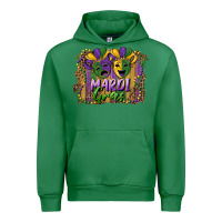 Emerald mardi gras mask with leopard background Urban Hoodie - RanaPortraitStore