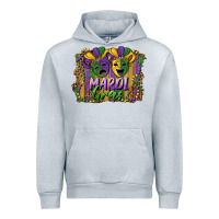 Heather Grey mardi gras mask with leopard background Urban Hoodie - RanaPortraitStore