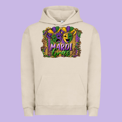 Mardi Gras Mask With Leopard Background Urban Hoodie Designed By Ranaportraitstore