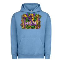 Pigment Pebble Blue mardi gras mask with leopard background Urban Hoodie - RanaPortraitStore