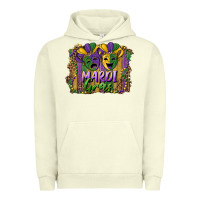 Pigment Pistachio mardi gras mask with leopard background Urban Hoodie - RanaPortraitStore