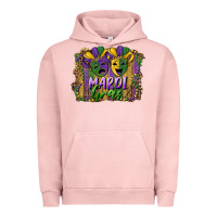 Pigment Salmon mardi gras mask with leopard background Urban Hoodie - RanaPortraitStore