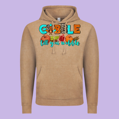 Gobble Till You Wobble Vintage Hoodie Designed By Adodesignshop