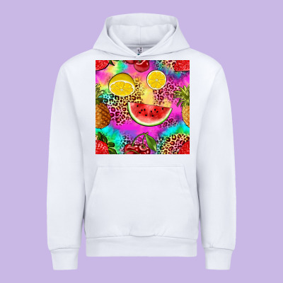 Fruits Leopard Tie Dye Seamless Pattern Urban Hoodie Designed By Zillion Design Studio