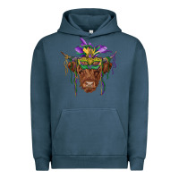 Pigment Midnight Navy mardi gras mask highland cow Urban Hoodie - RanaPortraitStore