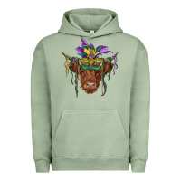 Pigment Oil Green mardi gras mask highland cow Urban Hoodie - RanaPortraitStore