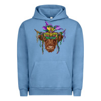 Pigment Pebble Blue mardi gras mask highland cow Urban Hoodie - RanaPortraitStore