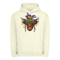 Pigment Pistachio mardi gras mask highland cow Urban Hoodie - RanaPortraitStore