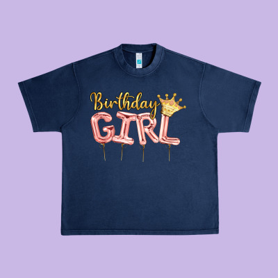 Birthday Girl Balloon Urban Heavy Tee Designed By Artiststas