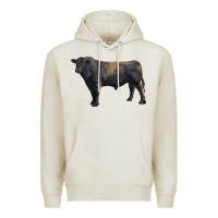 Oatmeal Heather black angus bull Premium Hoodie - RanaPortraitStore