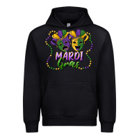 Black mardi gras mask and beads Urban Hoodie - RanaPortraitStore