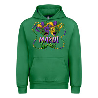 Emerald mardi gras mask and beads Urban Hoodie - RanaPortraitStore