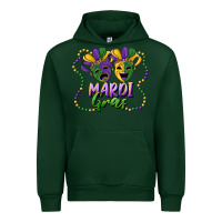 Forest Green mardi gras mask and beads Urban Hoodie - RanaPortraitStore