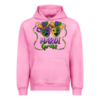 Fuchsia Pink mardi gras mask and beads Urban Hoodie - RanaPortraitStore