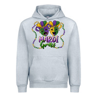Heather Grey mardi gras mask and beads Urban Hoodie - RanaPortraitStore